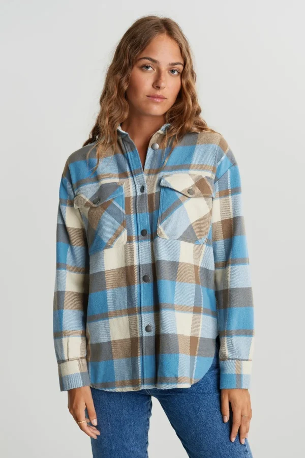 france Gina Tricot Joey Flannel Shirt Blue Check 1