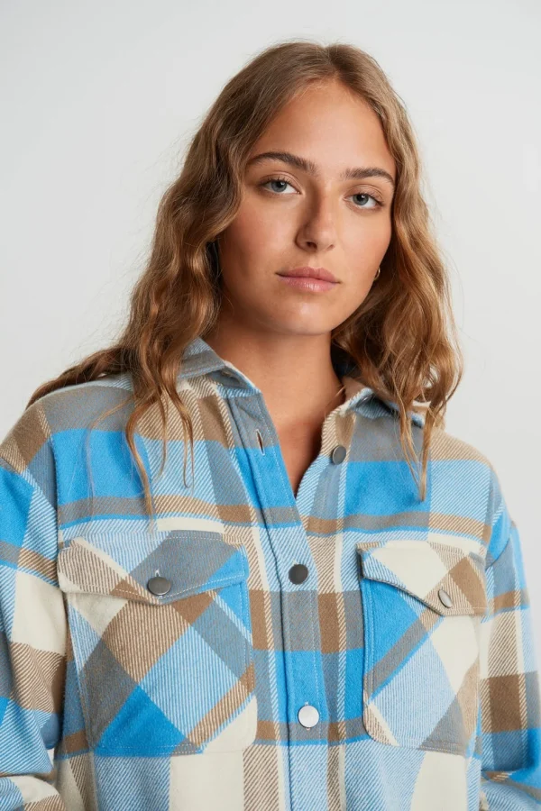 france Gina Tricot Joey Flannel Shirt Blue Check 3