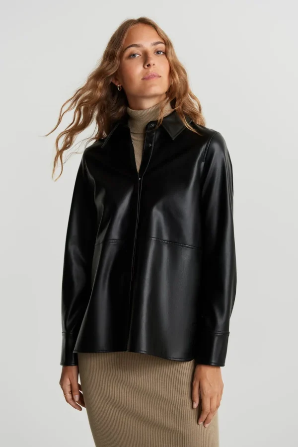 Gina Tricot Alina Pu Shirt Black outlet 1