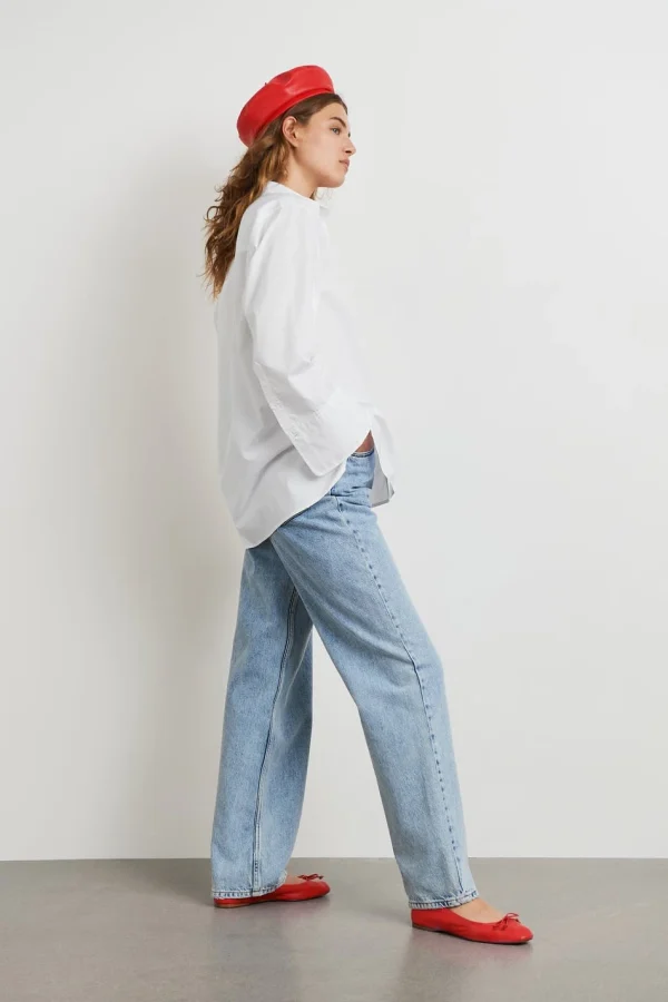 marques de renommée Gina Tricot Gizem Oversized Poplin Shirt White 3