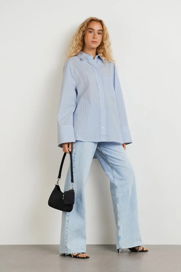Gina Tricot Gizem Oversized Poplin Shirt Stripe grande promotion 3