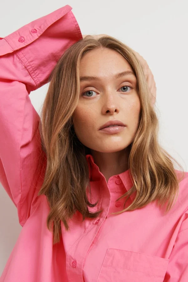 grossiste en ligne Gina Tricot Gizem Oversized Poplin Shirt Pink 3