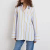 Gina Tricot Gizem Oversized Poplin Shirt Yellow/stripe guranteed de qualité 8