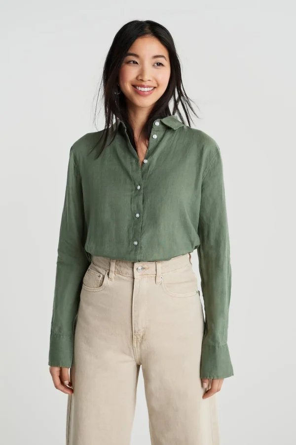 Gina Tricot Kimberly Linen Shirt Sea Spray Vente 1