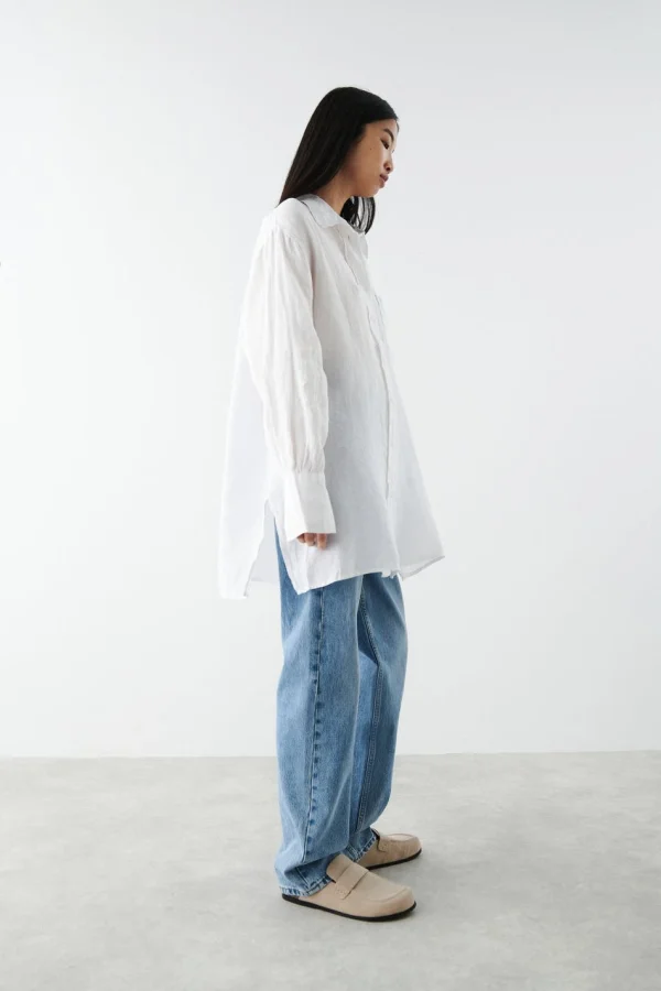 marques de renommée Gina Tricot Aliette Linen Shirt White 3