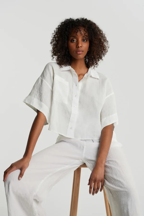 l'unique style Gina Tricot Wellie Linen Shirt White 1