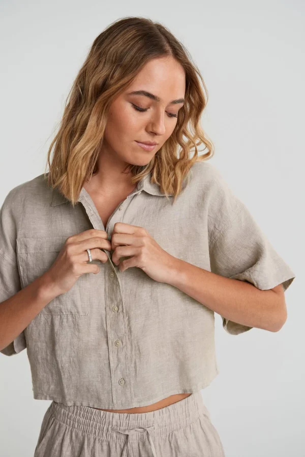 Nouvelle tendance Gina Tricot Wellie Linen Shirt Lt Linen Beige 3