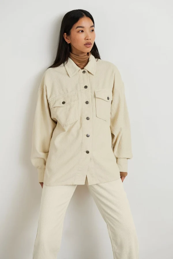 Gina Tricot Mel Cord Shacket Almond Milk à prix d'occasion 3