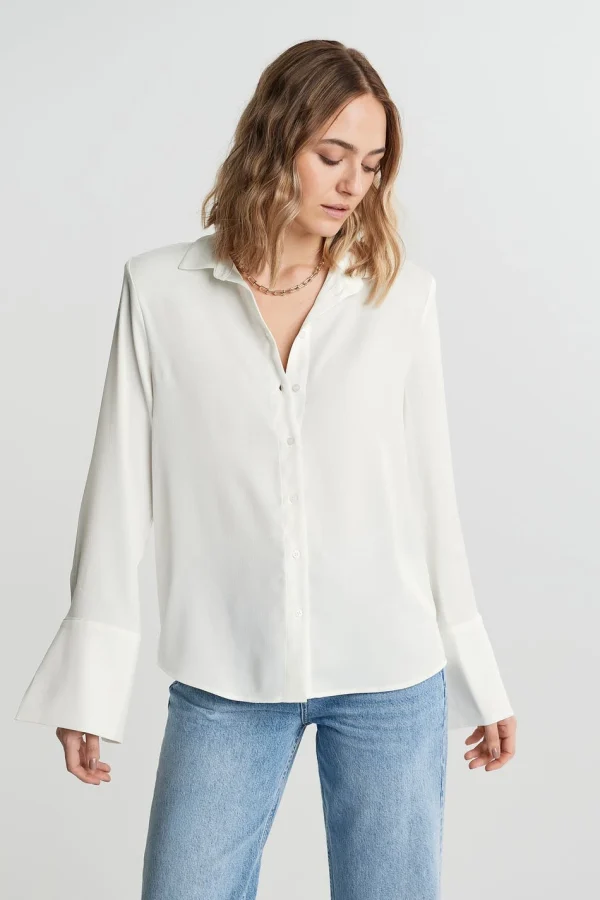 Gina Tricot Melina Satin Shirt Offwhite magasin paris 1