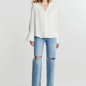 Gina Tricot Melina Satin Shirt Offwhite magasin paris 6