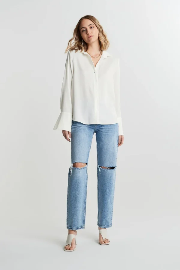 Gina Tricot Melina Satin Shirt Offwhite magasin paris 3