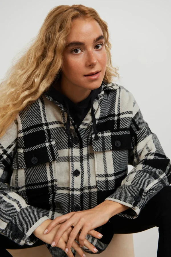 jusqu'à Gina Tricot Rory Flannel Shirt Black/white Chk 3