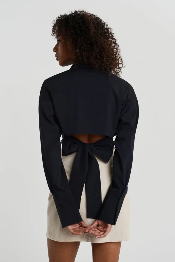 vente pas cher en ligne Gina Tricot Meya Open Back Shirt Black 1