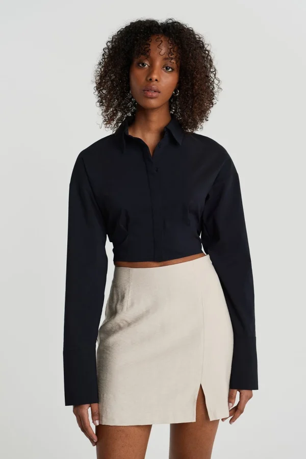 vente pas cher en ligne Gina Tricot Meya Open Back Shirt Black 3