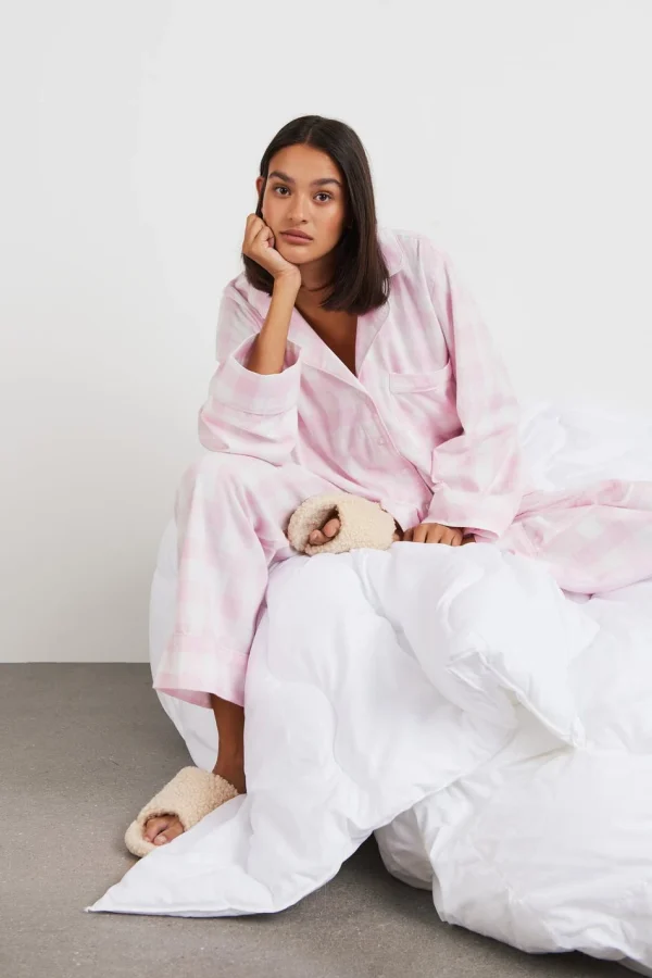 magasin en ligne france Gina Tricot Linn Flannel Shirt Pink Check 1