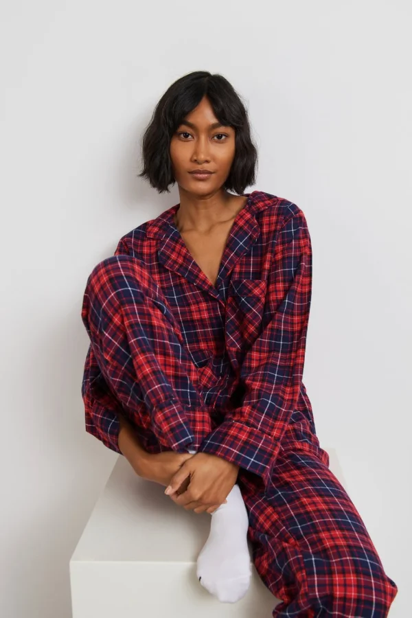 officiel Gina Tricot Linn Flannel Shirt Red/navy Check 1