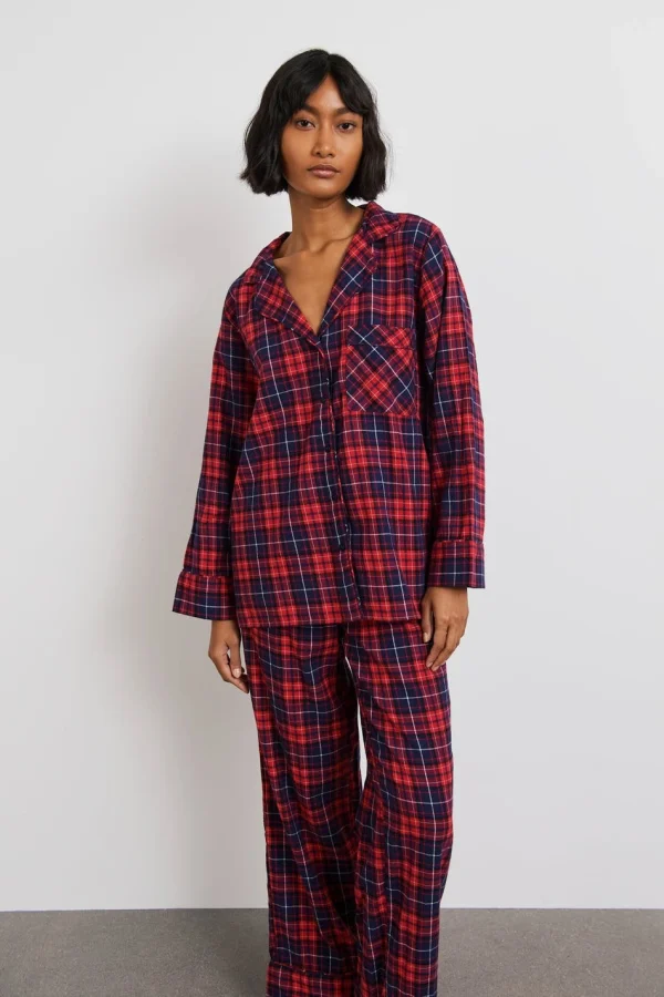 officiel Gina Tricot Linn Flannel Shirt Red/navy Check 3