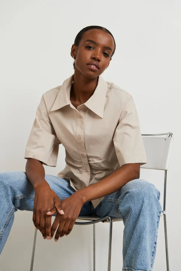 Gina Tricot Fiona Shirt Plaza Taupe Réductions 1
