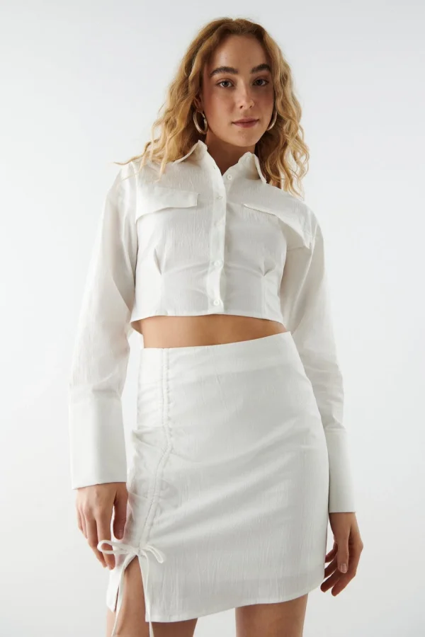 Gina Tricot Melina Shirt Offwhite Meilleur Prix Garanti 3