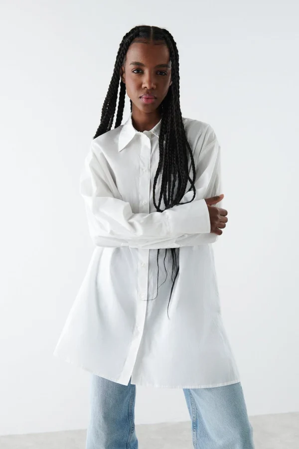 Gina Tricot Aliette Poplin Shirt White grande popularité 1