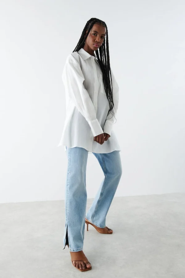Gina Tricot Aliette Poplin Shirt White grande popularité 3