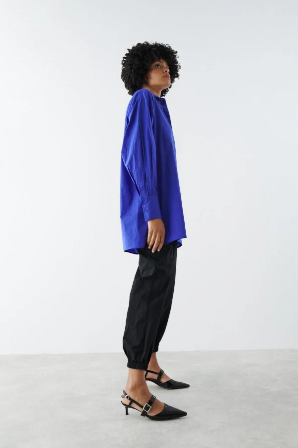 Gina Tricot Aliette Poplin Shirt Royal Blue Livraison internationale 3