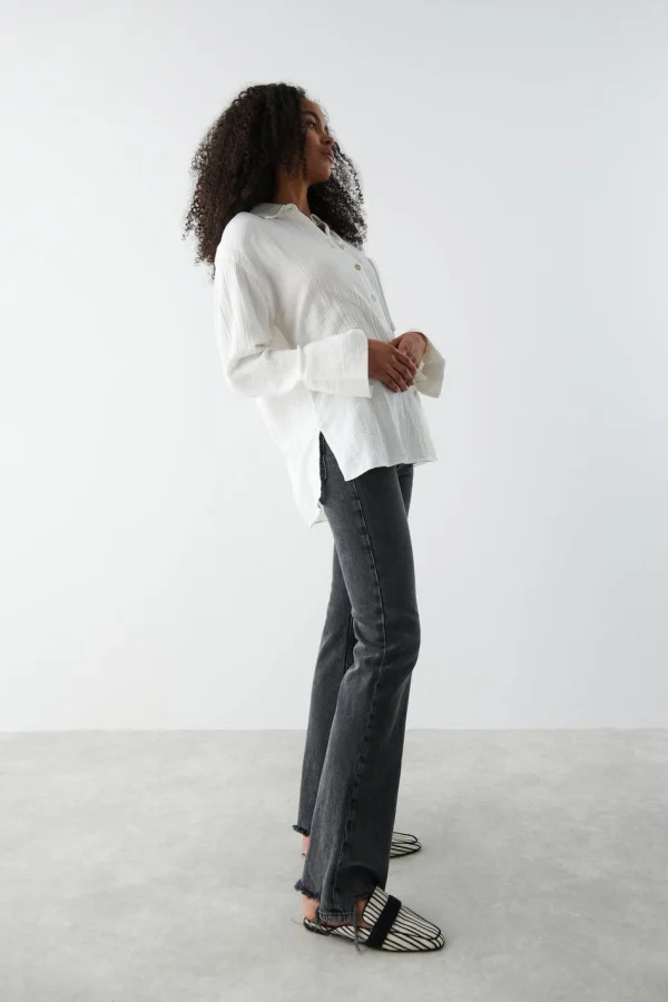 soldes de Noël Gina Tricot Siriana Shirt Offwhite 3