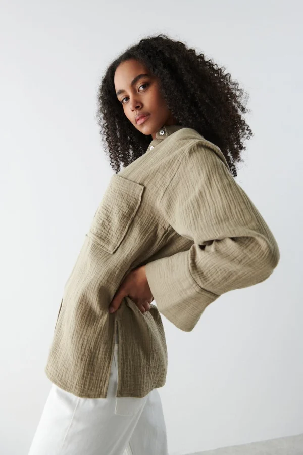 Gina Tricot Siriana Shirt Rosted Cashew boutique pas cher 1