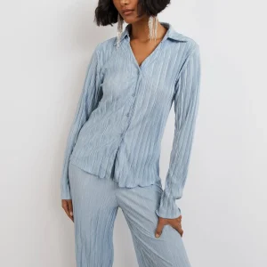 Retour Gratuit Gina Tricot Vienna Pleated Shirt Dusty Blue 6