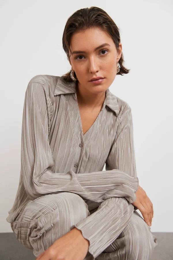 Gina Tricot Vienna Pleated Shirt Goat vente pas cher en ligne 1