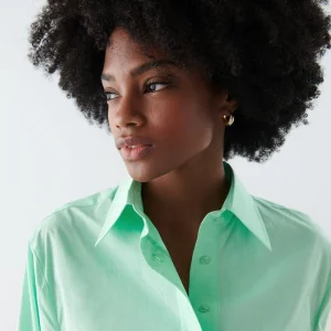 Gina Tricot Gizem Poplin Shirt Brook Green marques de renommée 6