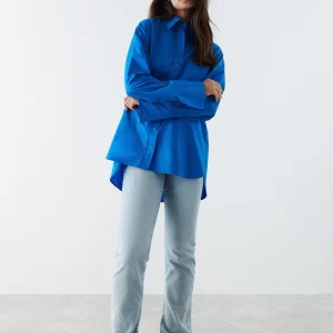 Gina Tricot Gizem Poplin Shirt French Blue à prix imbattables 6