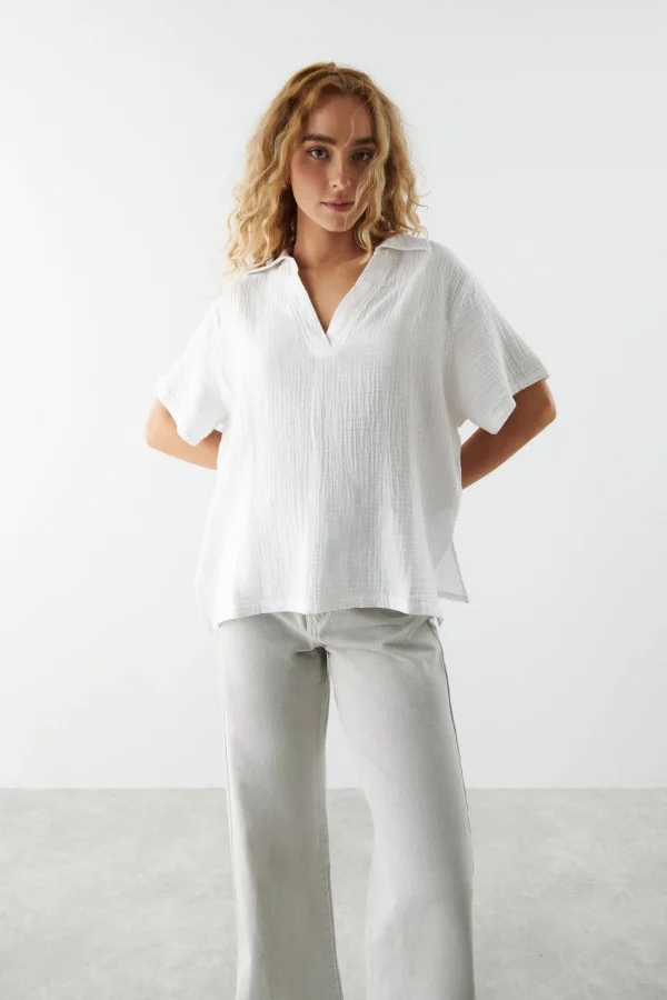 en ligne vente Gina Tricot Aysel Shirt White 1