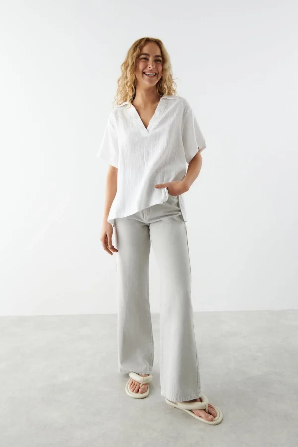 en ligne vente Gina Tricot Aysel Shirt White 3