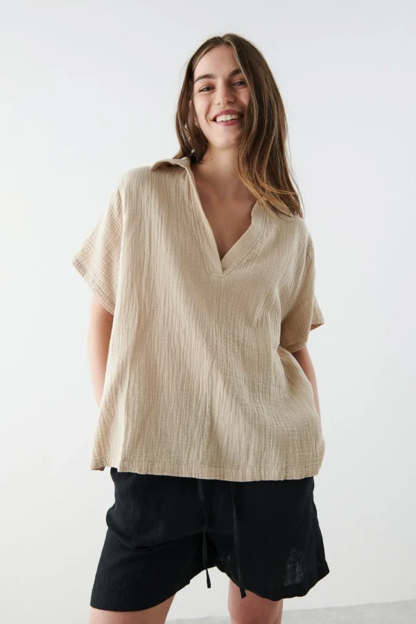 Gina Tricot Aysel Shirt Oxford Tan boutique en france 1
