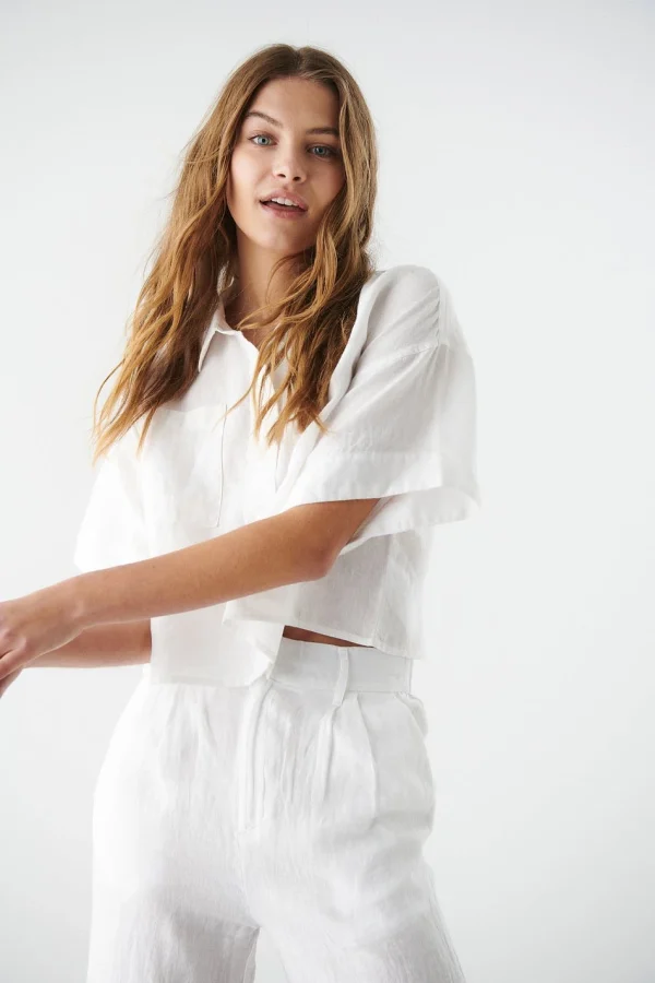 pas cher Gina Tricot Wellie Linen Shirt White 3