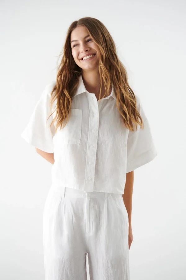 pas cher Gina Tricot Wellie Linen Shirt White 1