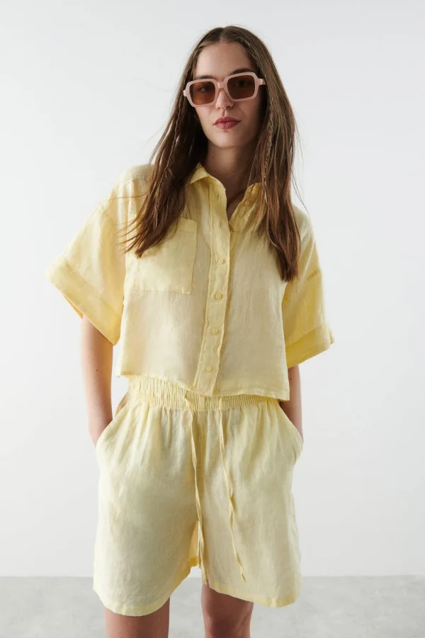magasin en ligne france Gina Tricot Wellie Linen Shirt Frenchvanilla 1