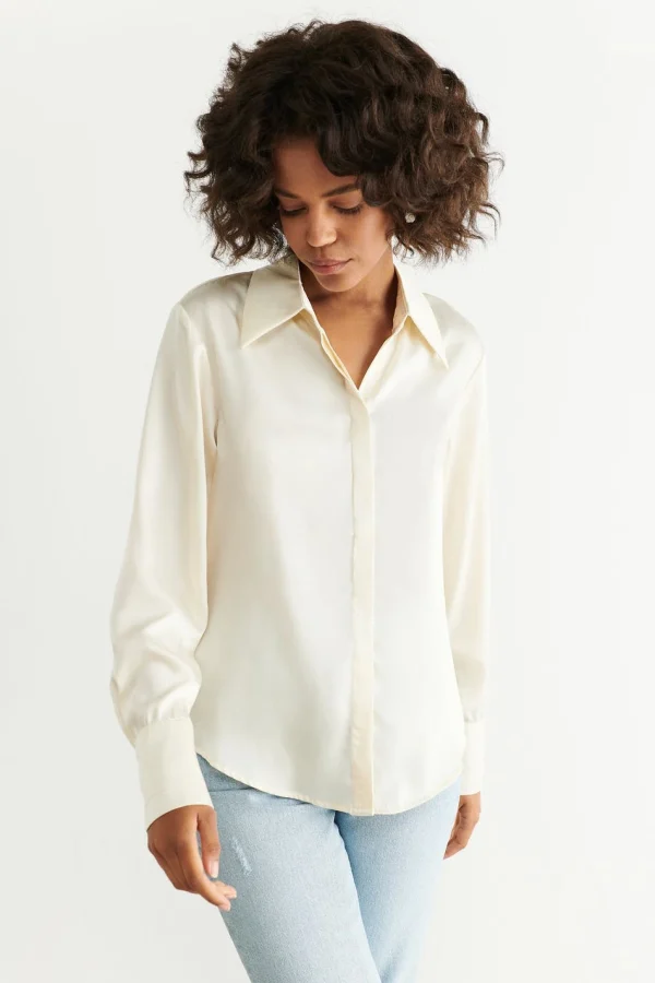 Gina Tricot Saga Shirt Warm White REMISE allant 1