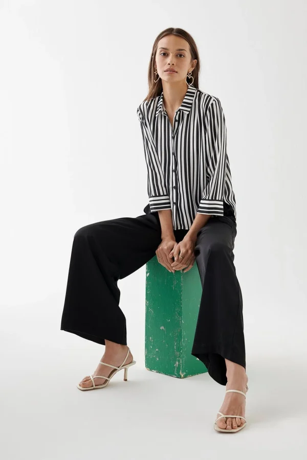 Gina Tricot Kajsa Shirt White/stripe pas cher en ligne 1