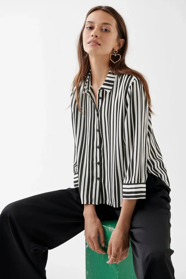 Gina Tricot Kajsa Shirt White/stripe pas cher en ligne 3
