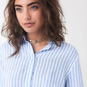 Réductions Gina Tricot Courtney Linen Shirt Blue Iris Str 6