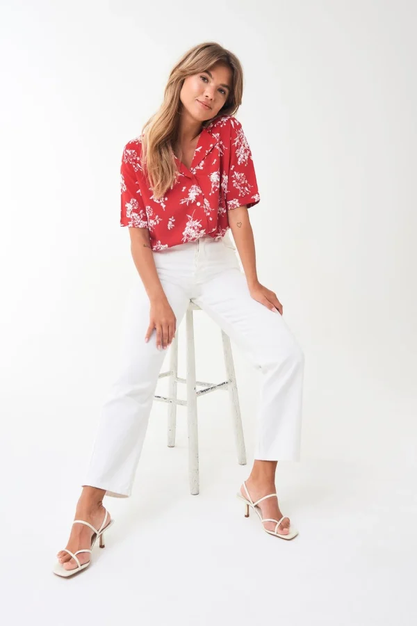 Gina Tricot Disa Resort Shirt Blossom Red Livraison gratuite 3