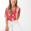 Gina Tricot Disa Resort Shirt Blossom Red Livraison gratuite 10