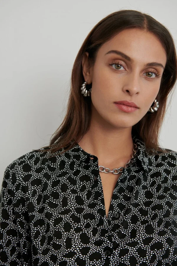 commentaire favorable Gina Tricot Vilma Shirt Black/white 3
