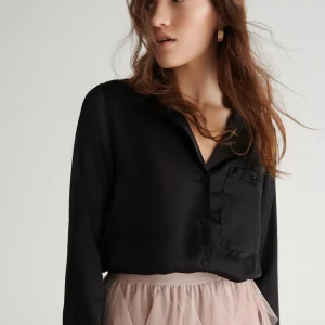 Gina Tricot Fanny Satin Shirt Black boutique 6
