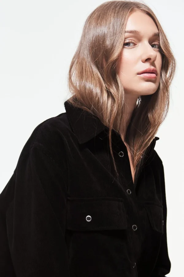 Gina Tricot Wellie Corduroy Shirt Black vente en ligne pas cher 3