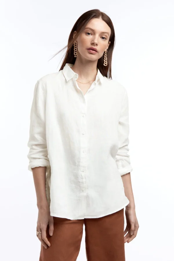 Gina Tricot Kimberly Linen Shirt Offwhite meilleur service 1