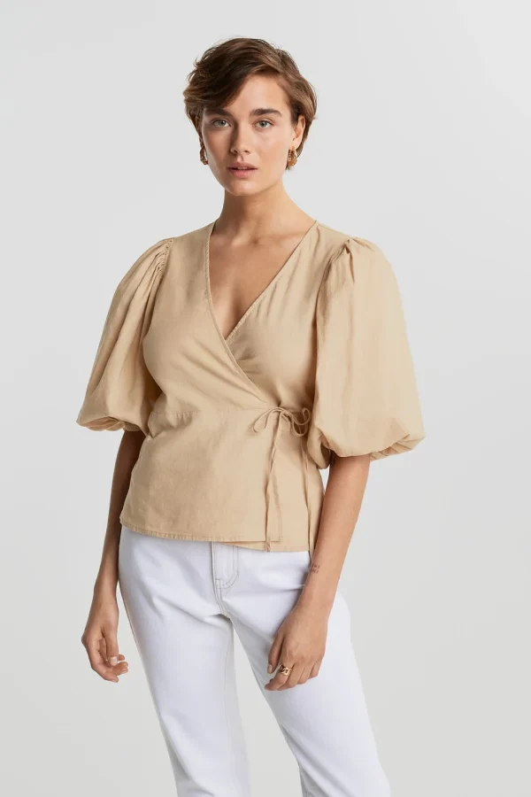 Acheter Gina Tricot Ella Linen Wrap Shirt Cuban Sand 1