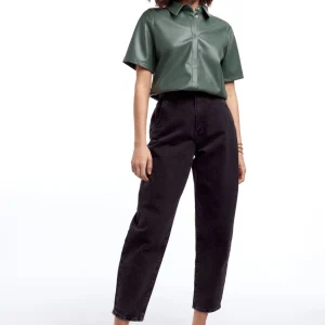 Gina Tricot Mia Shortsleeve Pu Shirt Duck Green livraison la plus rapide 6